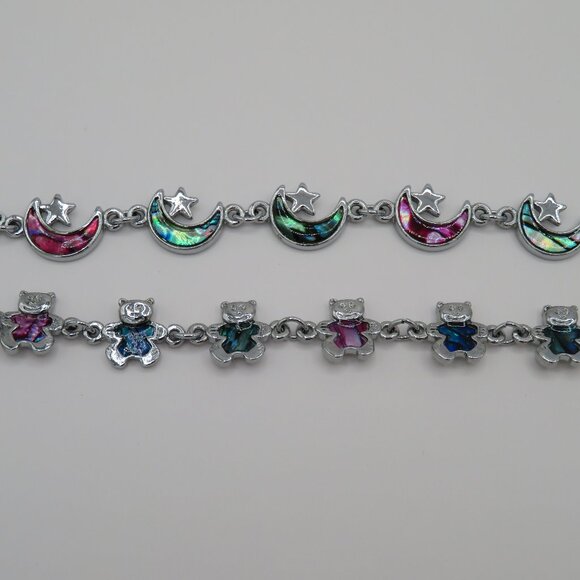 Bracelet Bundle Silver Tone Bracelets with Moons Stars Teddy Bears - Picture 6 of 7